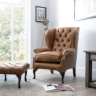 Compton Wingback Chair in Selvaggio leather