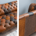 Front and back views of the Oskar Chesterfield Patchwork Leather Sofa